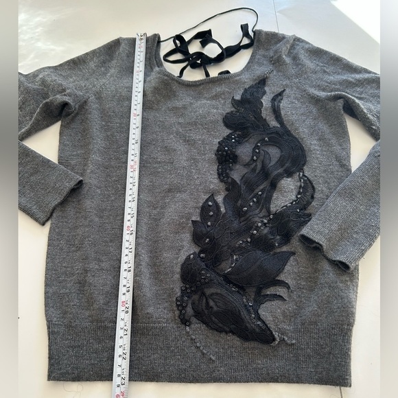 Anthropologie Angel Of The North Torie Tie-Back Sweater Size  medium Grey - Picture 7 of 7